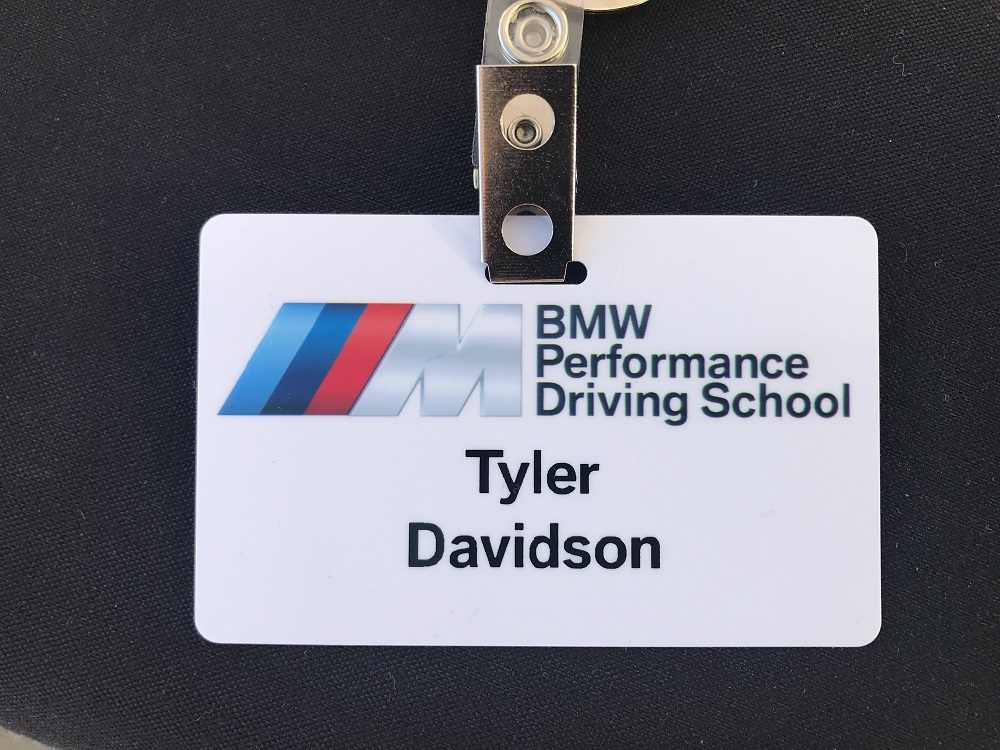 Tyler Davidson's lanyard from the BMW Performance Driving Center.