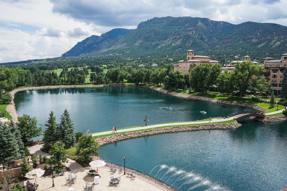 Aerial Lake View of the Broadmoor Hotel in Colorado Springs. Photo Credit Visit Colorado Springs