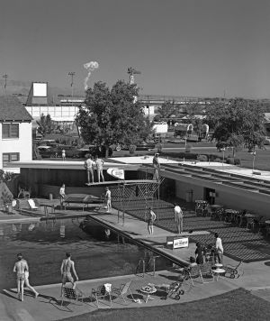 A-bomb Mushroom Cloud Seen From Old Frontier Village, May 1953 Photo Credit LVCVA Archive