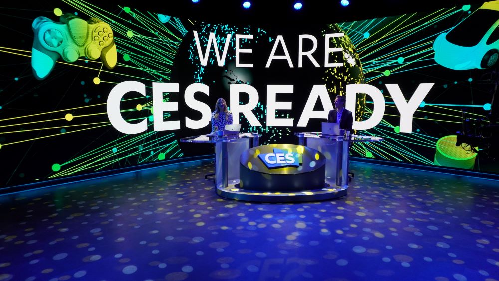 CES 2021 anchor desk for broadcasting virtual conference
