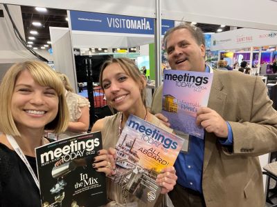 Danielle LeBreck, Taylor Smith and Tyler Davidson of Meetings Today at IMEX America 2022