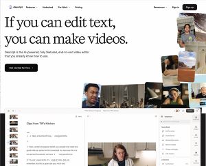 Image of Descript home page.