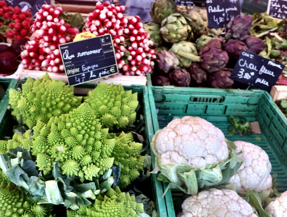 Fresh vegetables at the Chamonix-Mont Blanc Farmers Market in France