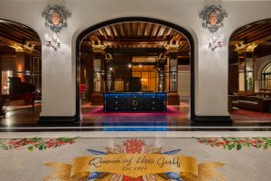 Grand Galvez front desk with Queen of the Gulf mosaic CREDIT Grand Galvez Seawall Hospitality LLC