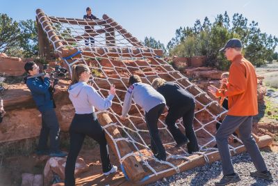 Group obstacle course and teambuilding at Sedona Mago Center for Well-being and Retreat. Credit: Arnel Querido.