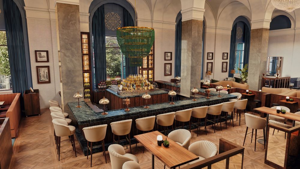Hotel Cleveland, Autograph Collection, Lobby Bar and Seating. Credit: Kim Romance