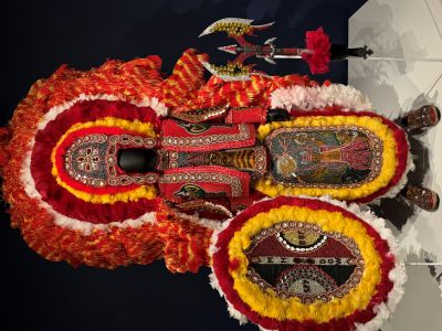 Mardi gras Indian costume on display.