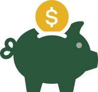 Piggy bank graphic.