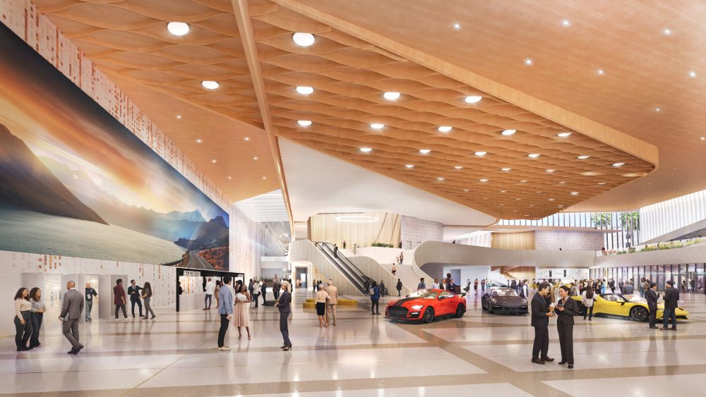 Rendering of Ontario Convention Center main lobby interior.