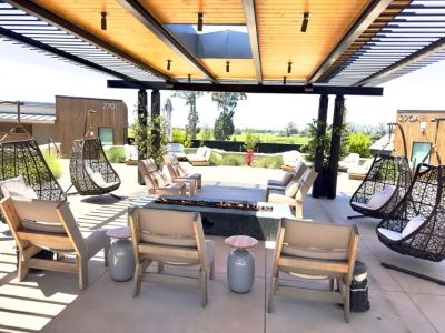 Outdoor living room at Stanly Ranch