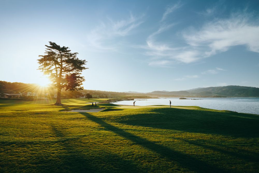 Photo of golfers at Pebble Beach, California.