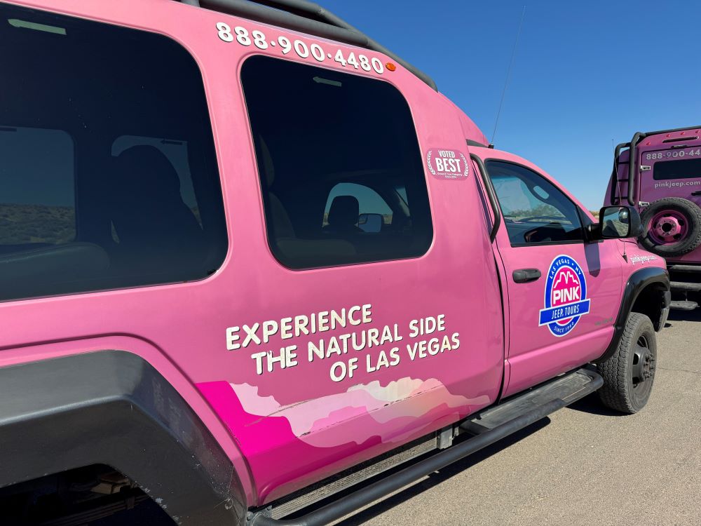 A photo of Pink Jeeps tours vehicles.