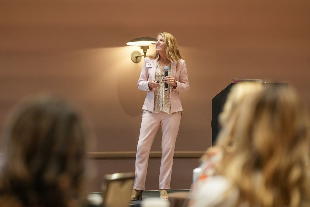 SITE CEO Annette Gregg speaking at the 2023 SITE Young Leaders Conference. Credit: John Wolfsohn Photography