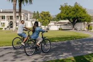 Photo of two people bicycling at Silverado Resort.