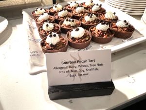 Allergens food label for Bourbon Pecan Tart.