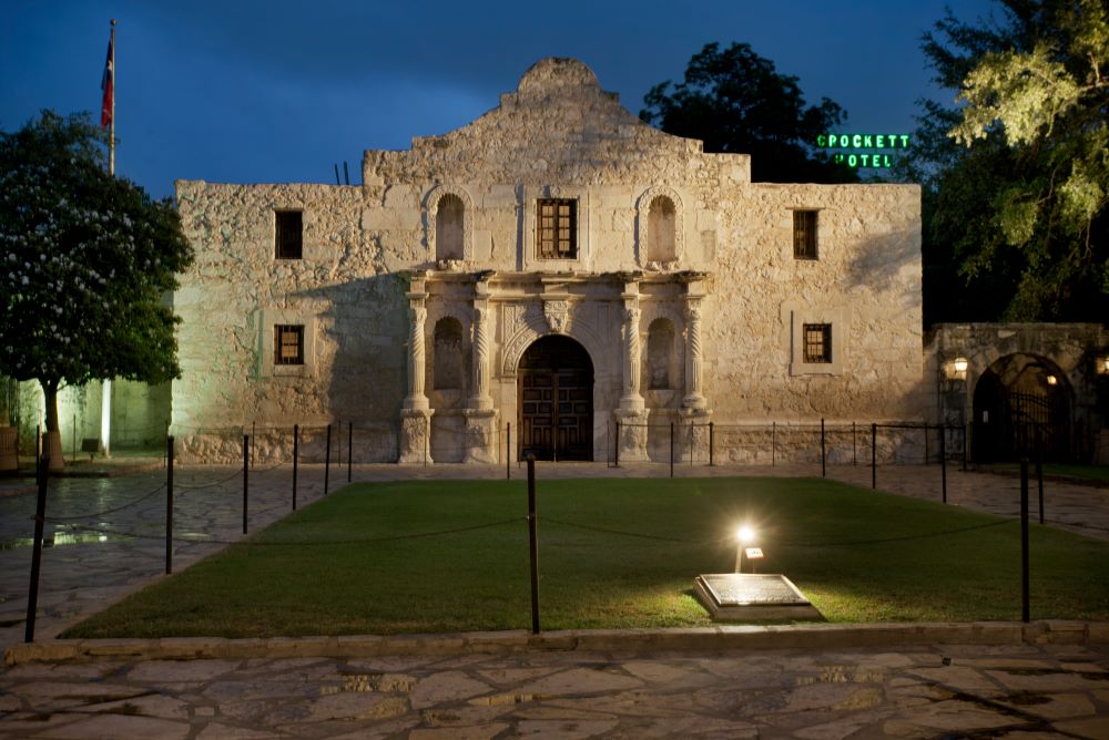 The Alamo at night CREDIT Visit San Antonio