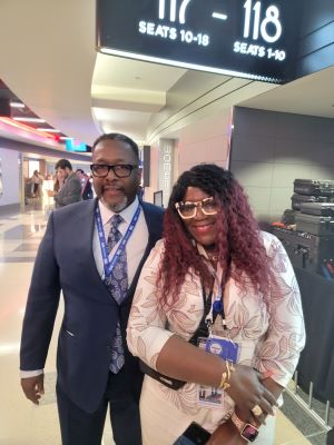 Tyra Dyson with Chicago Mayor Brandon Johnson at the 2024 DNC