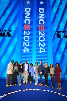 Tyra Dyson with fellow DNCC members at the 2024 DNC