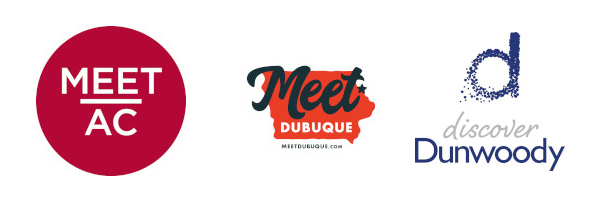 Meet AC, Visit Dubuque and Discover Dunwoody logos