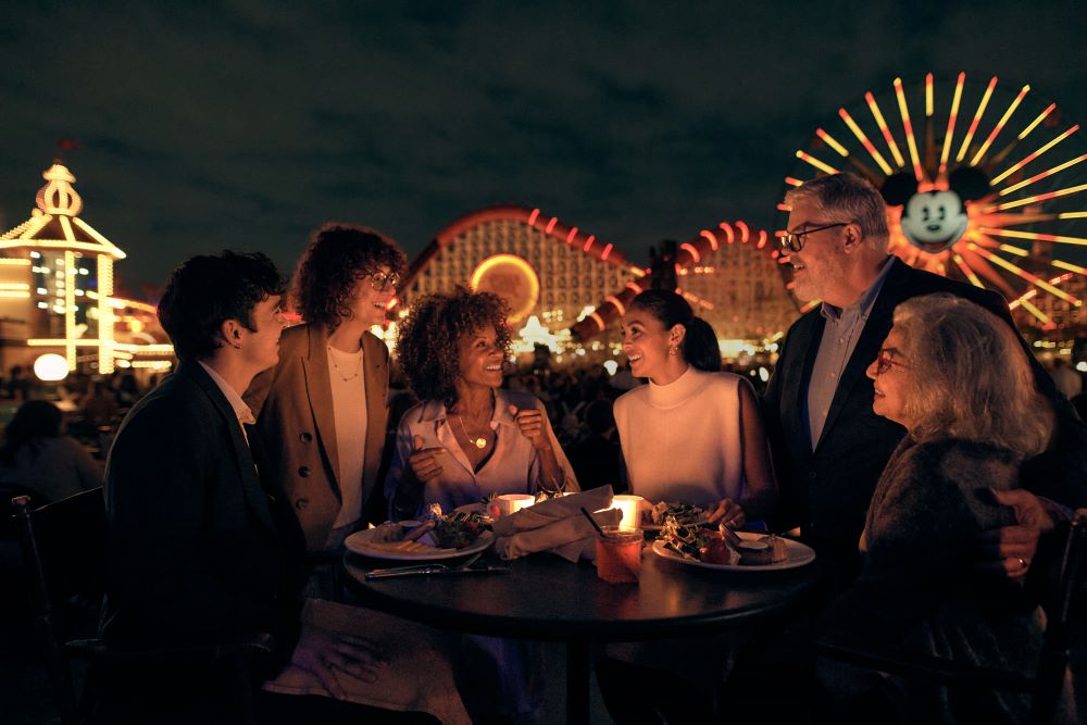 Group meeting in front of Disneyland attractions