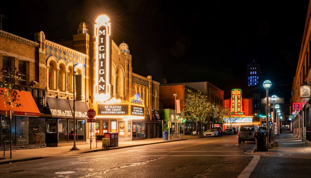 Downtown Ann Arbor at night