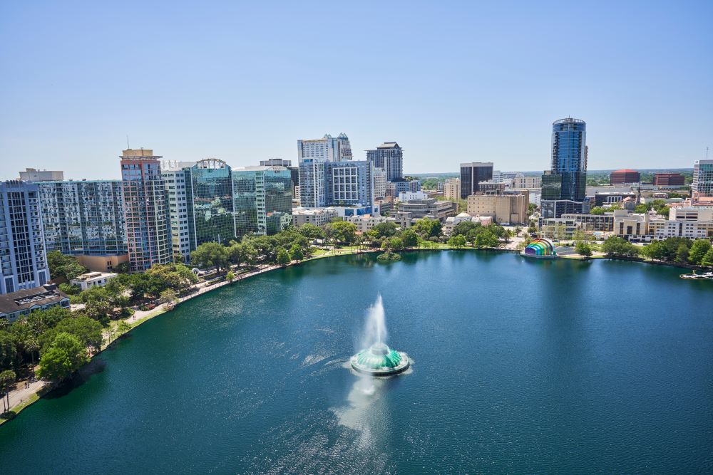 Aerial view of Lake Eola in Orlando