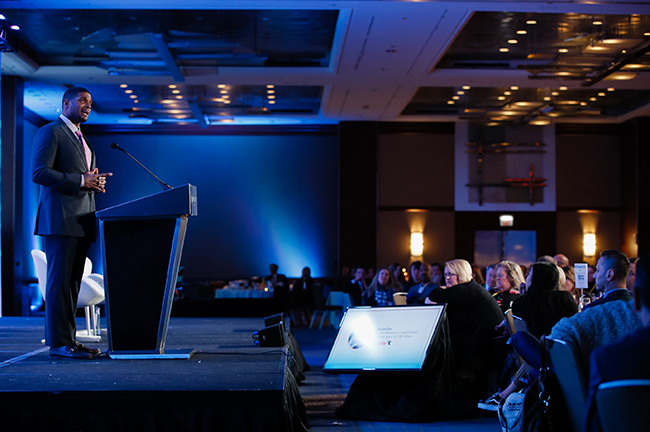 Michael Sam During His Keynote at Association Forum's Holiday Showcase