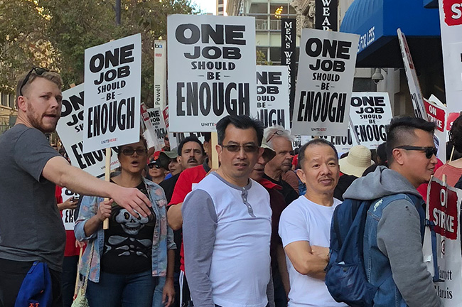 UNITE HERE Union Members on Strike in San Francisco, Credit: Lori Tenny
