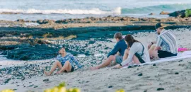 Olympian Meeting Mindful Beach Meditation Session. Credit: Joanna Salazar