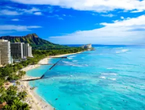 Waikiki Beach and Diamond Head, Honolulu, Oahu Island, Hawaii