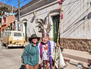 Ashley with Matias, learning about the musical preparations for Semana Santa (Holy Week) festivities in Northern Argentina (captured & shared with permission from Matias).