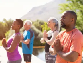 Group yoga and meditation