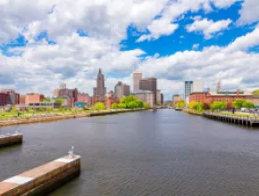 Cityscape from Providence River Pedestrian Bridge 