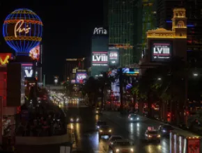 Super Bowl LVIII marquee takeover in Las Vegas