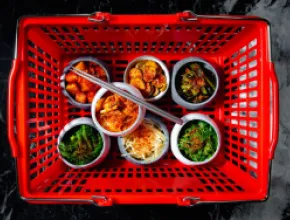 Banchan in a cart from Best Friend in Las Vegas