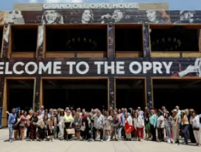 Group shot in front of the Grand Ole Opry