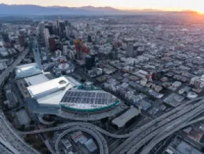 Aerial photo of Los Angeles Convention Center.