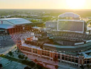 Aerial photo of Arlington, Texas' Entertainment District