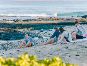 Olympian Meeting Mindful Beach Meditation Session. Credit: Joanna Salazar