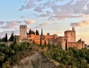 Alhambra, a historic palace in Granada, Spain, at sunset. Credit: Jeff Heilman