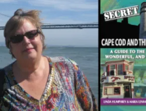 Photo of Author Maria Lenhart (left) and the cover of Secret Cape Cod and the Islands