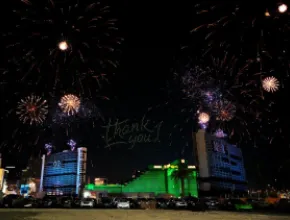 Tropicana implosion fireworks and drones