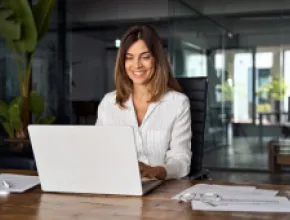 Woman working on laptop