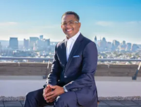 Photo of Al Hutchinson with Baltimore in the background.