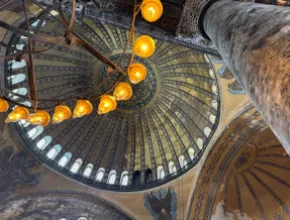 Photo of the ceiling of Istanbul's Hagia Sofia.