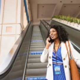 Lady on escalator in Tampa