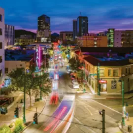 Downtown Tucson at night.