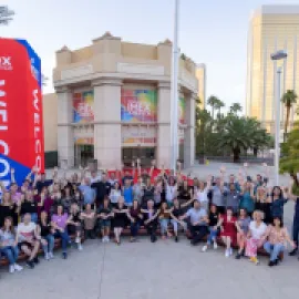 Group in front of Mandalay Bay Convention Center at IMEX America 2022