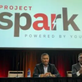 Photo of PCMA Spark press conference at IMEX America with Junior Tauvaa and Sherrif Karamat