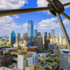 Dallas skyline from Reunion Tower deck.